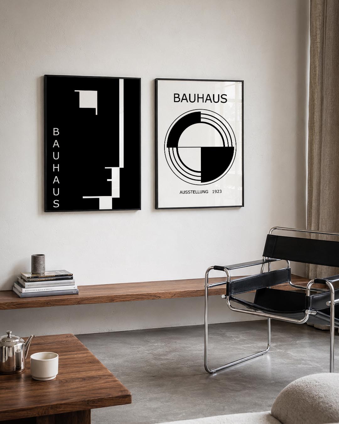 Zwart wit lijnen Posterset