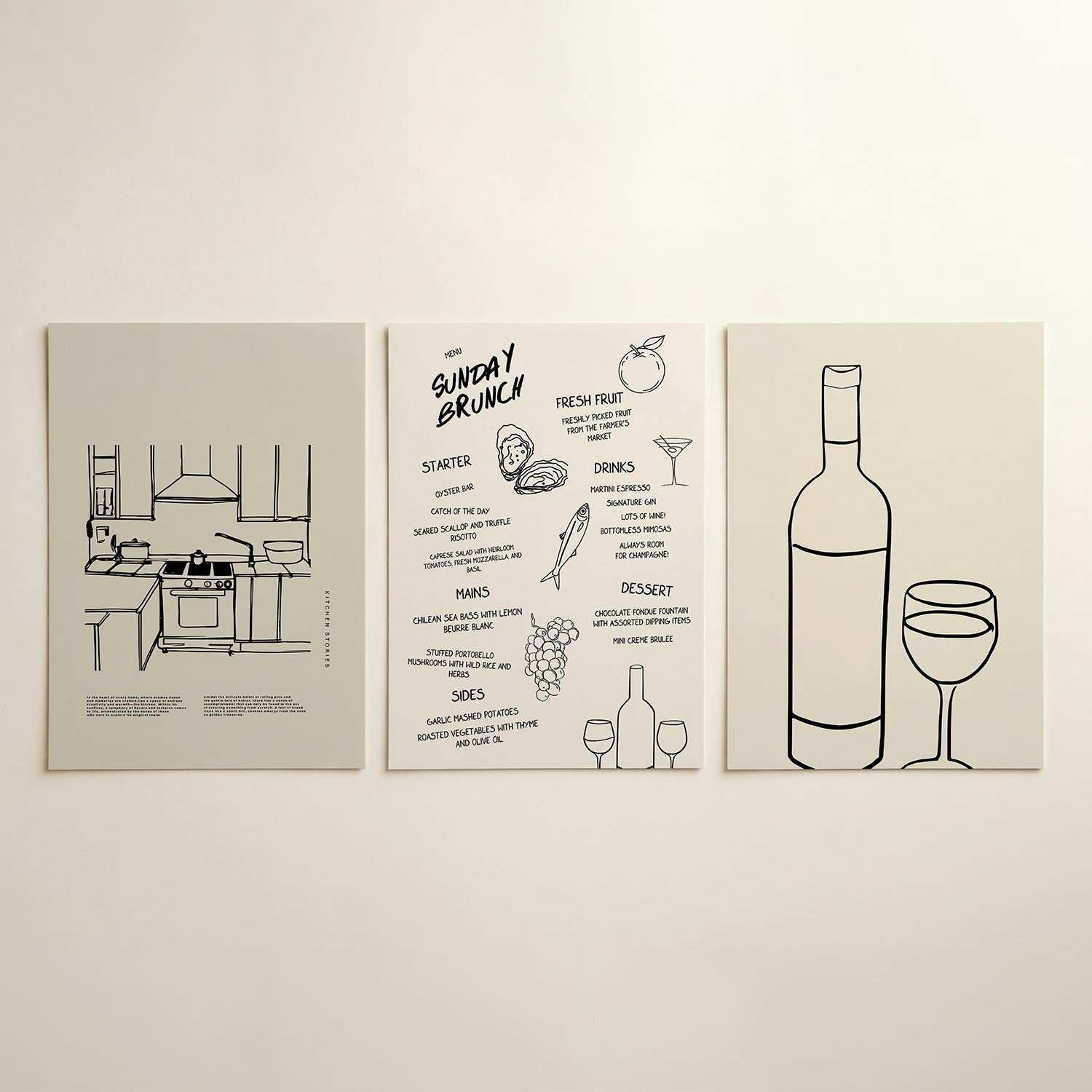 Keukenlijnenspel Posterset