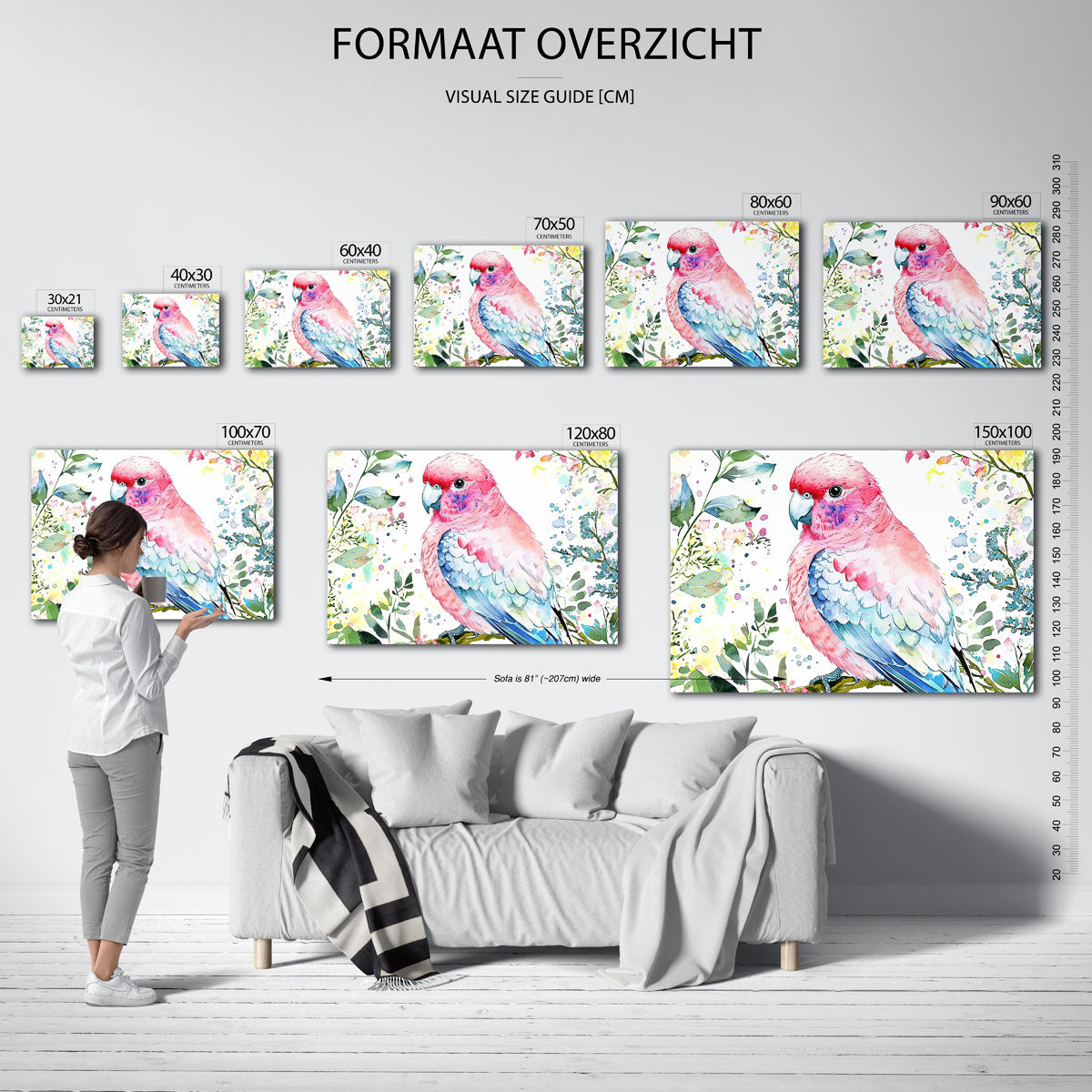 Papegaai en bloemen Poster
