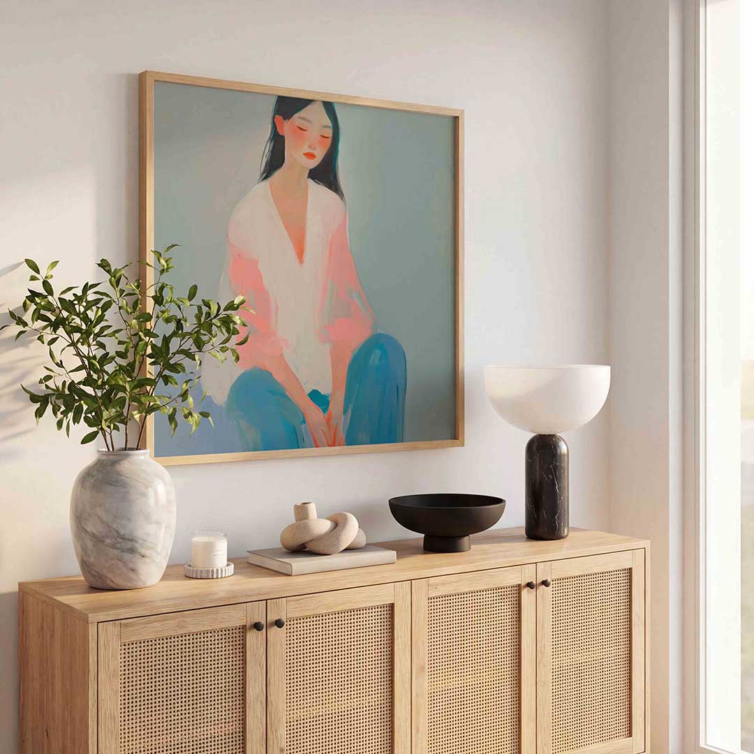 Vrouw in pasteltinten Poster