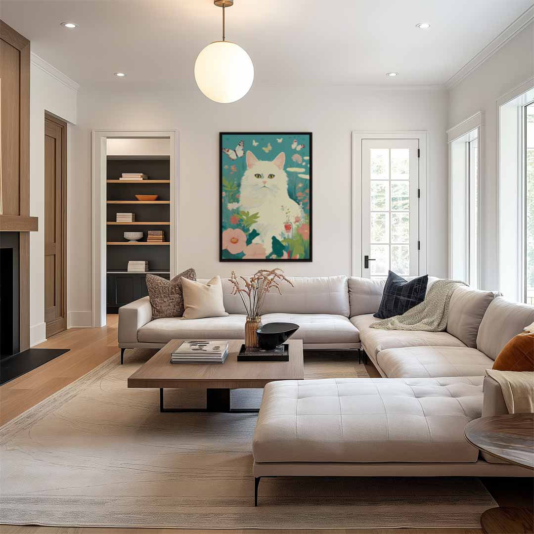 Dreamy Cat in Flower Garden Artwork