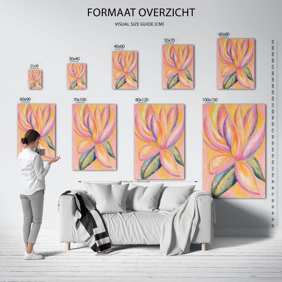 Bloemvormen in pastel Poster