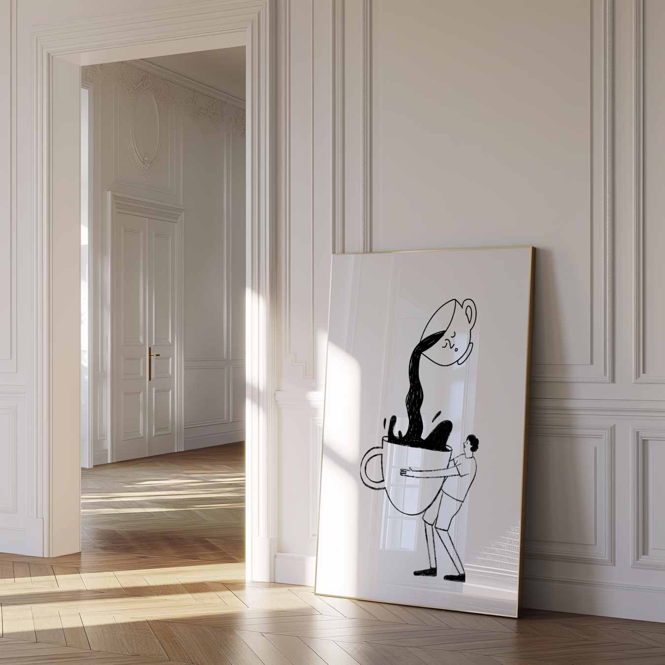 Koffieliefde Illustratie Poster-WallArtistic