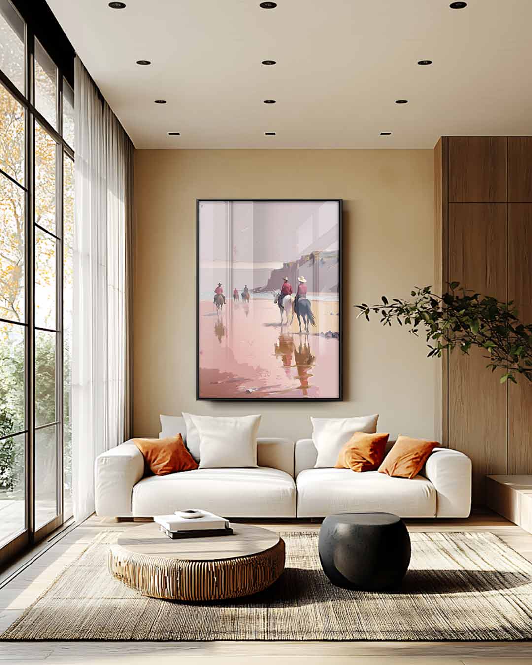 Strandrit bij Zonsondergang Kunstwerk-canvas-dibond-plexiglas-wanddecoratie-WallArtistic
