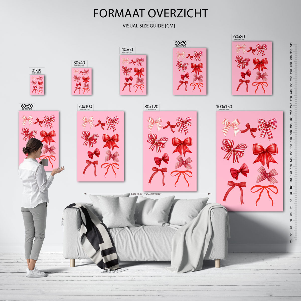 Rode strikken op roze Poster