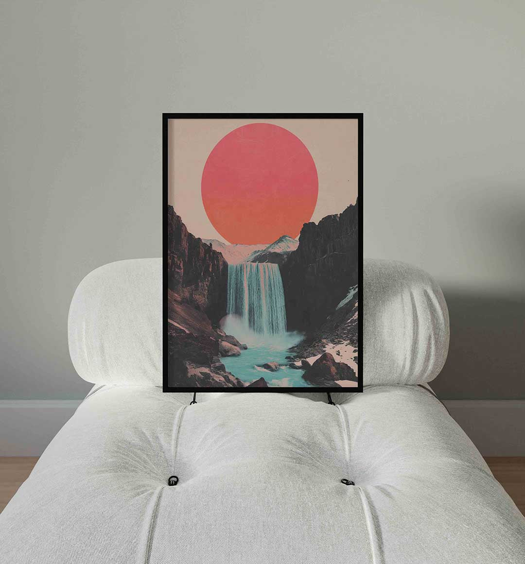 Waterval en zon Poster