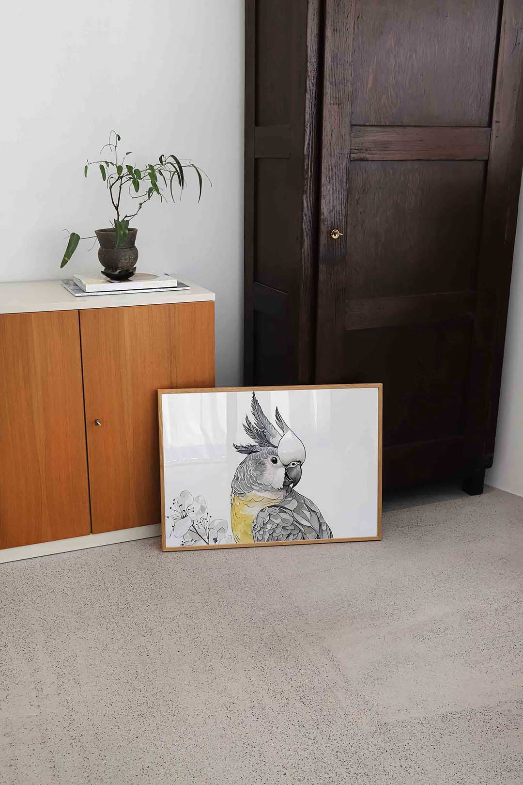 Papegaai met bloemen Poster