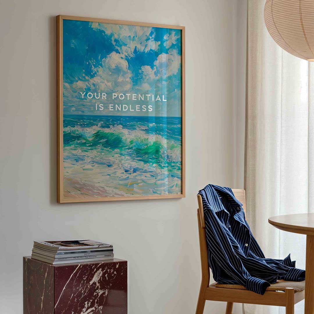 Golvende zee en lucht Poster
