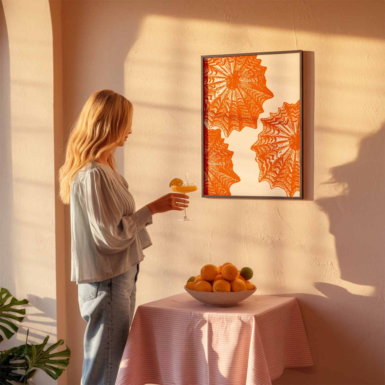 Stijlvolle Oranje Botanische Print Poster-WallArtistic