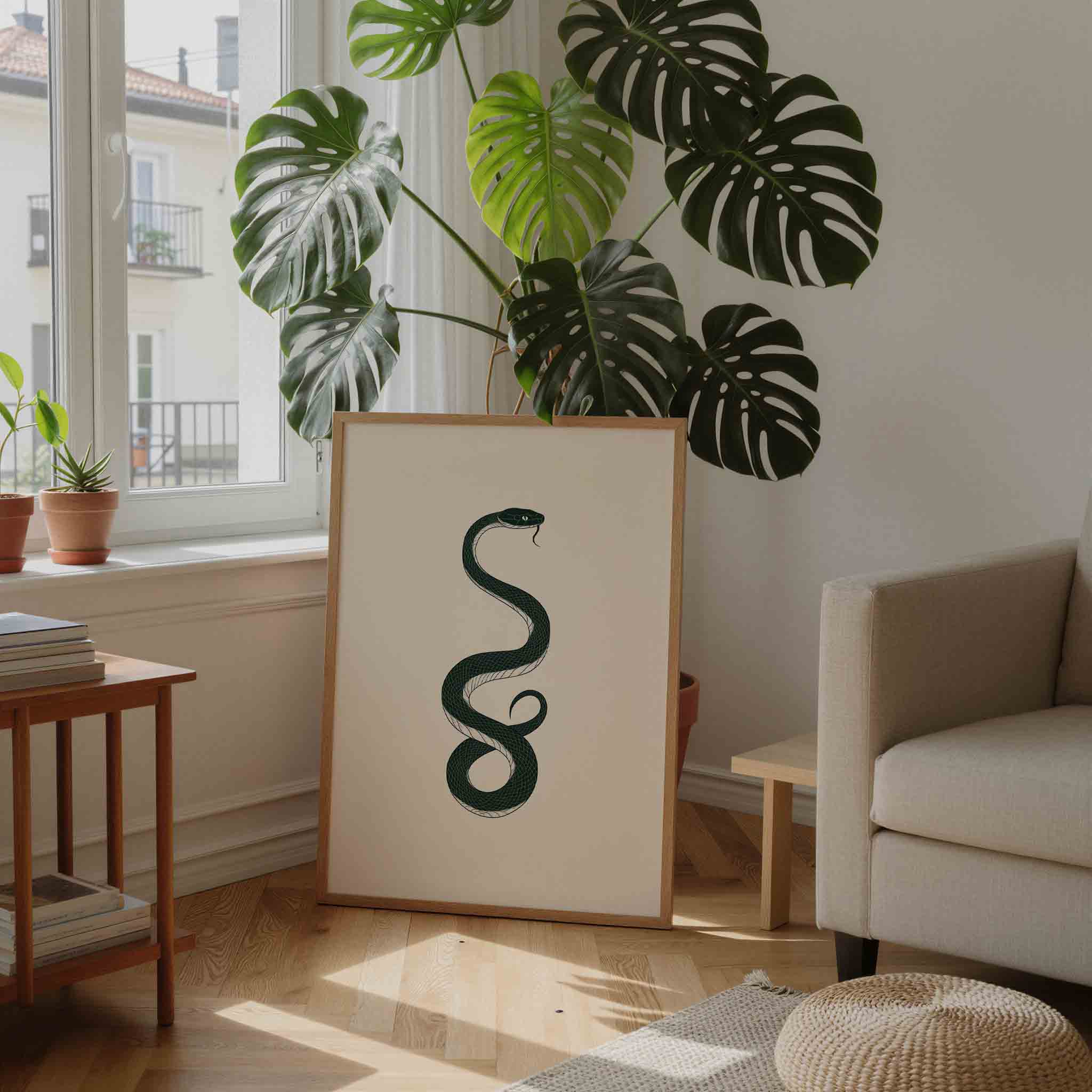 Slang op beige Poster