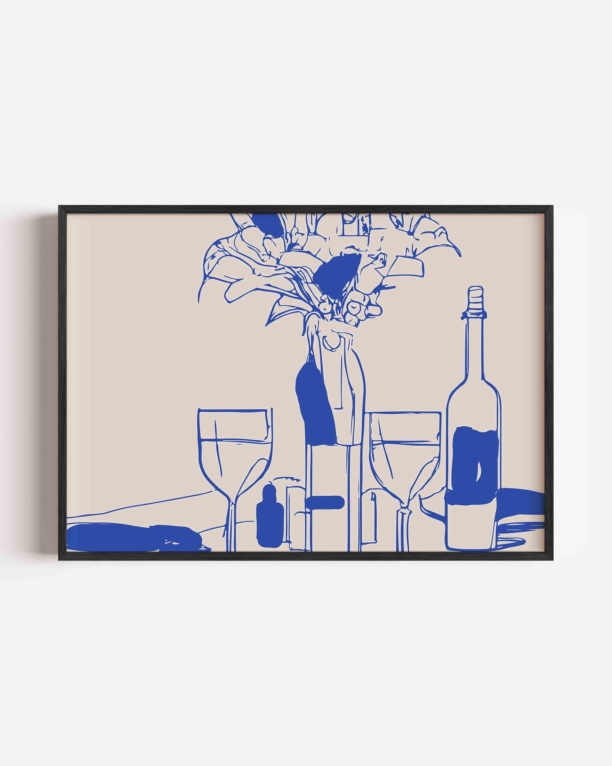 Stilleven met flessen en glazen Poster