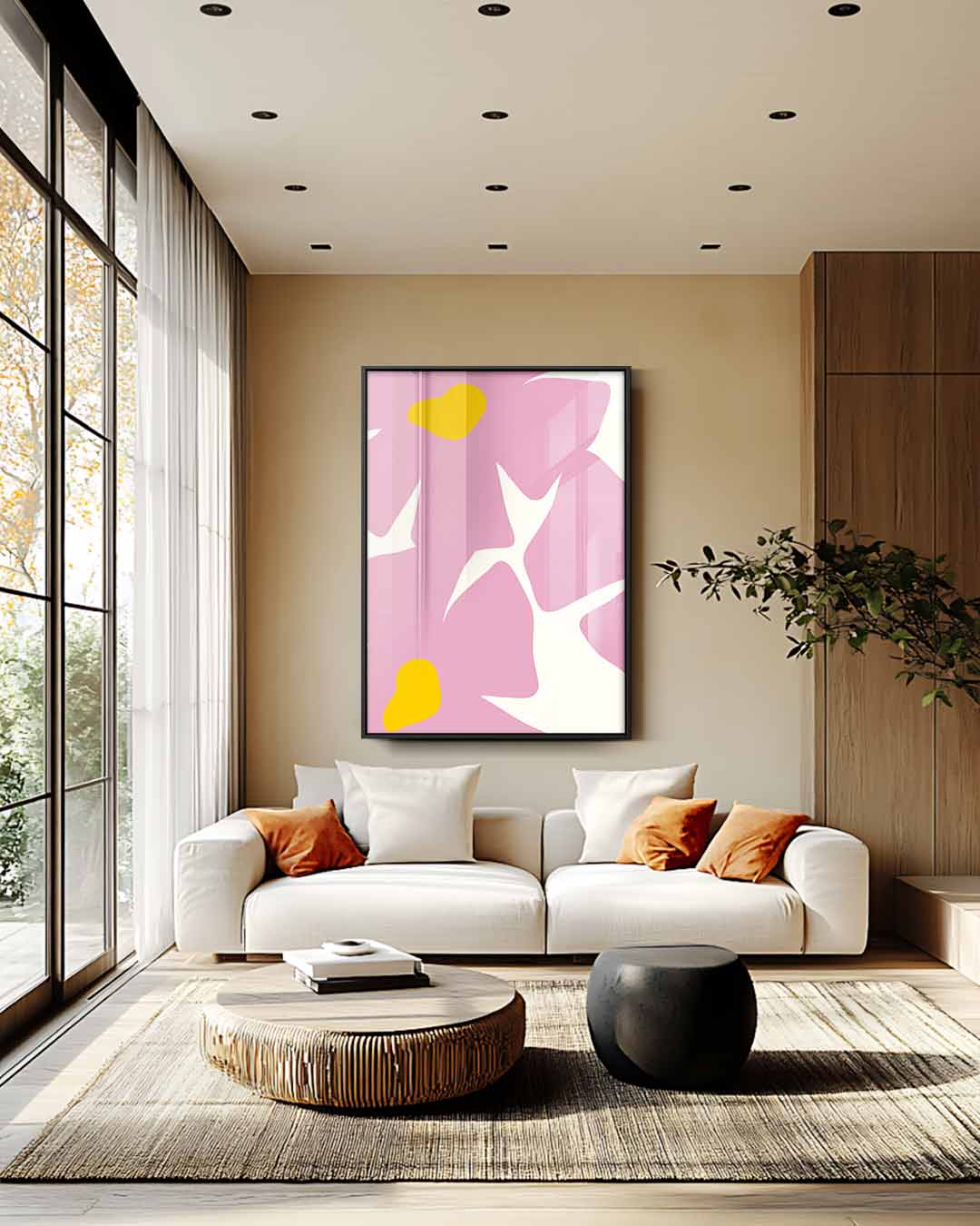 Vrolijke Bloemen Abstract Kunstwerk-canvas-dibond-plexiglas-wanddecoratie-WallArtistic