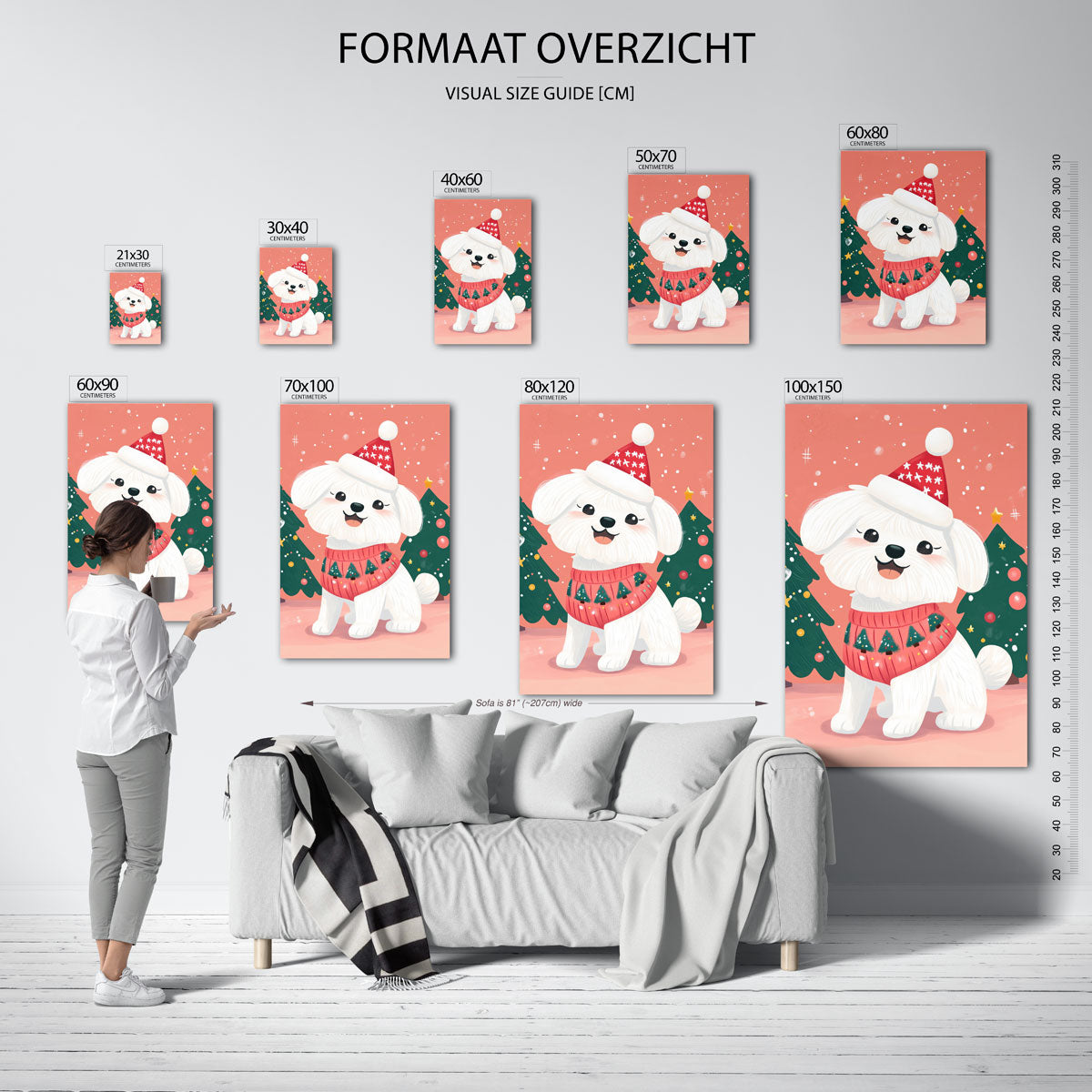 Hond met kersttrui Poster