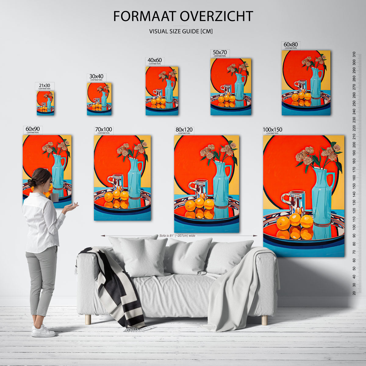 Stilleven met bloemen en fruit Poster