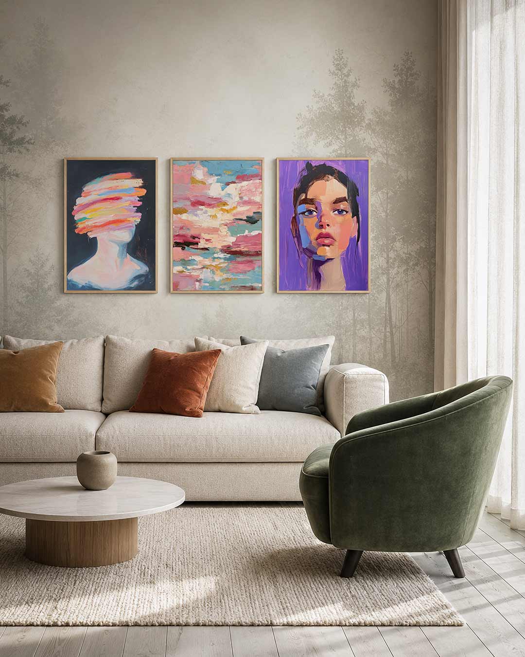 Kleurenstreep portret Posterset