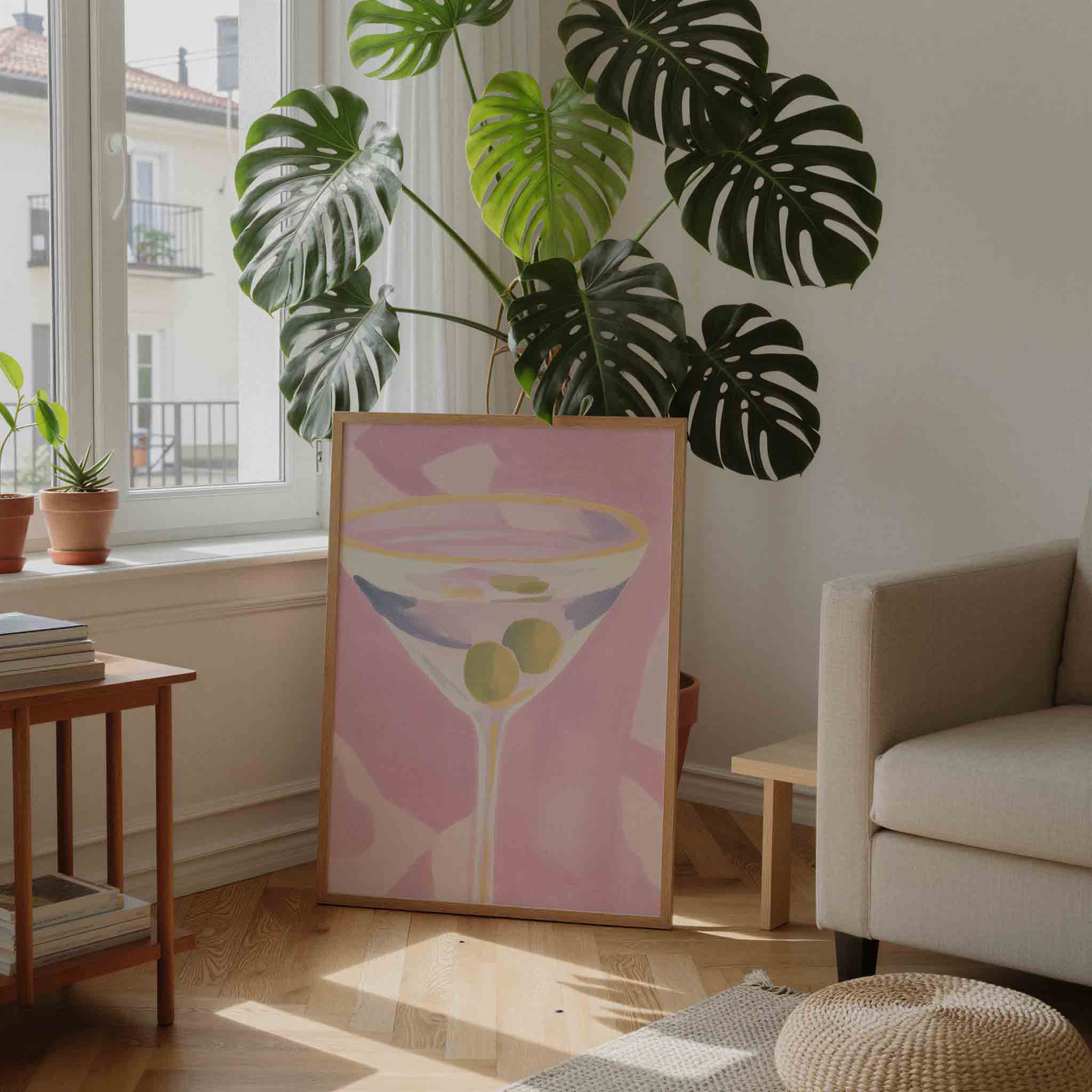 Cocktailglas met olijven Poster