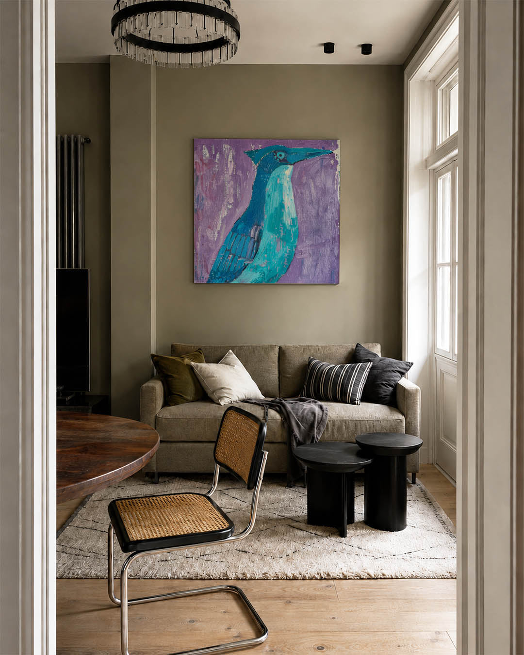 Vogelsilhouet in kleur Kunstwerk