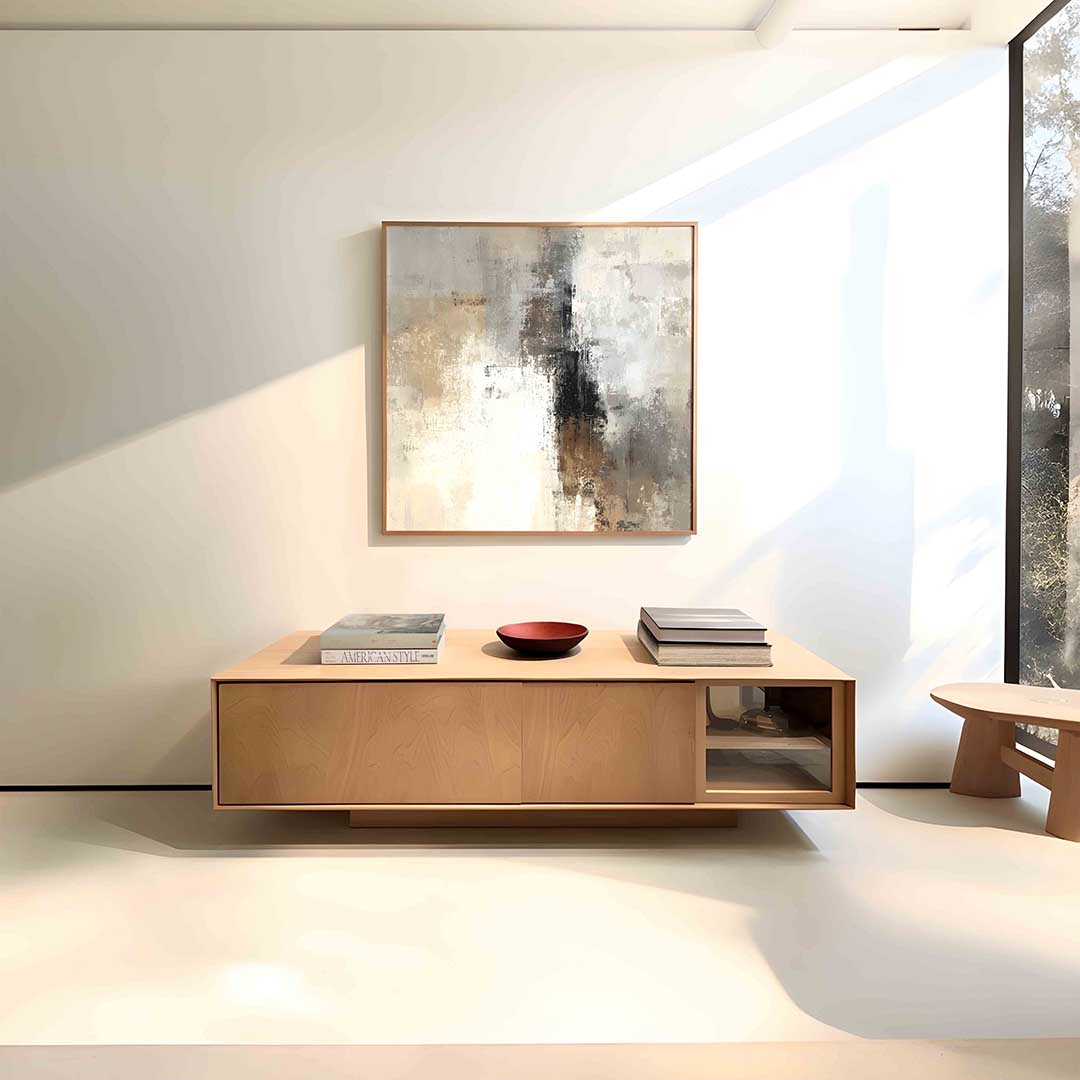 Abstracte beige en grijze Poster
