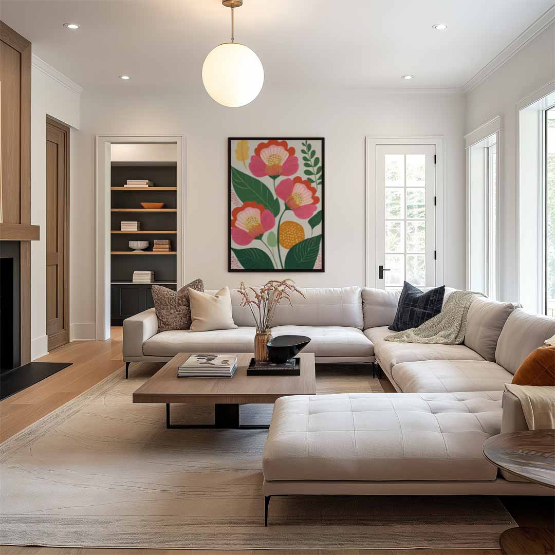 Bloemenpracht in Boho Stijl Kunstwerk-canvas-dibond-plexiglas-wanddecoratie-WallArtistic