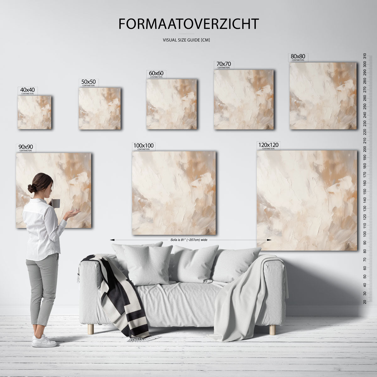 Abstracte beige en witte Poster