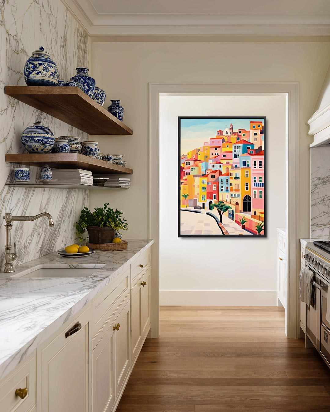 Kleurrijke stadshorizon Kunstwerk