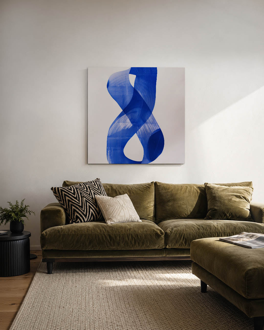 Dynamische blauwe vormen Kunstwerk