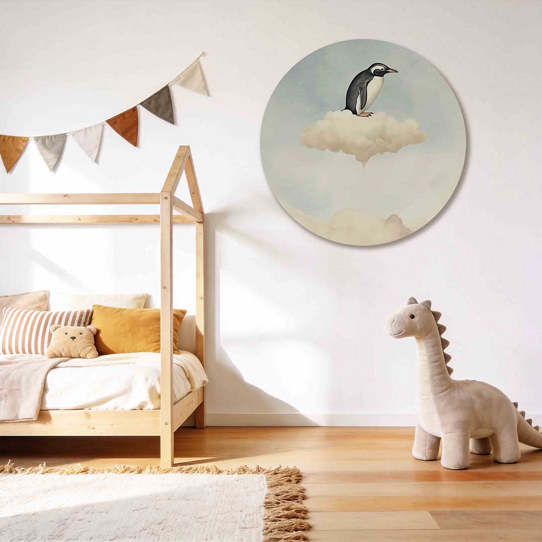 Pinguïn op wolk Muurcirkel