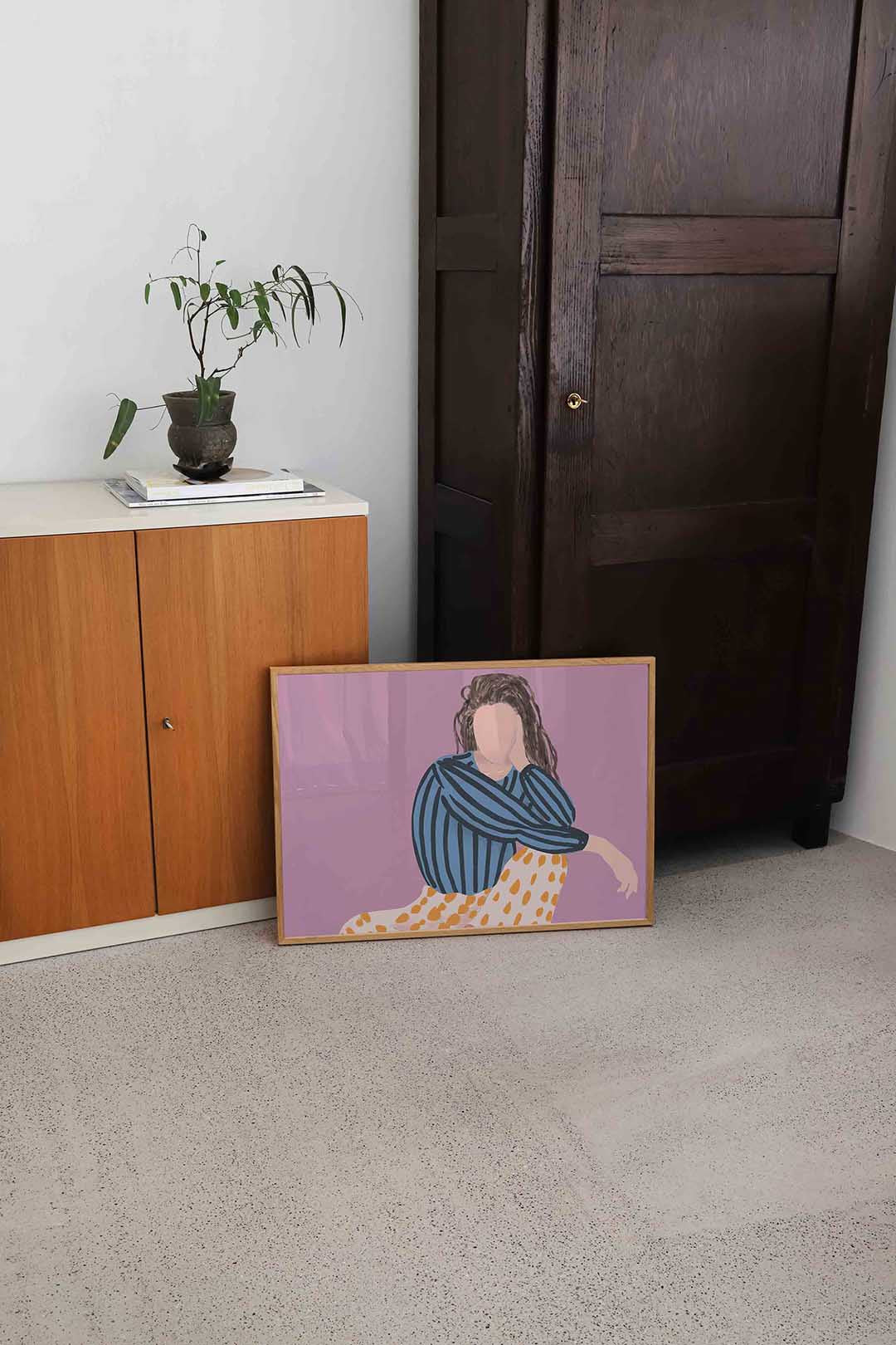 Gestreepte trui en stippen rok Poster