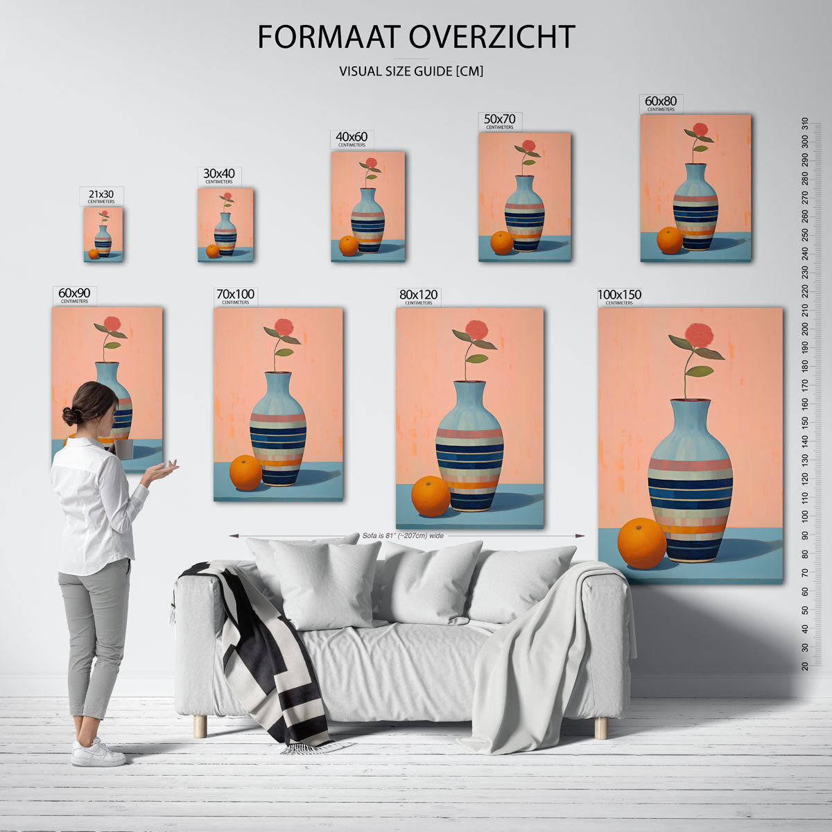 Vaas met bloem en sinaasappel Poster