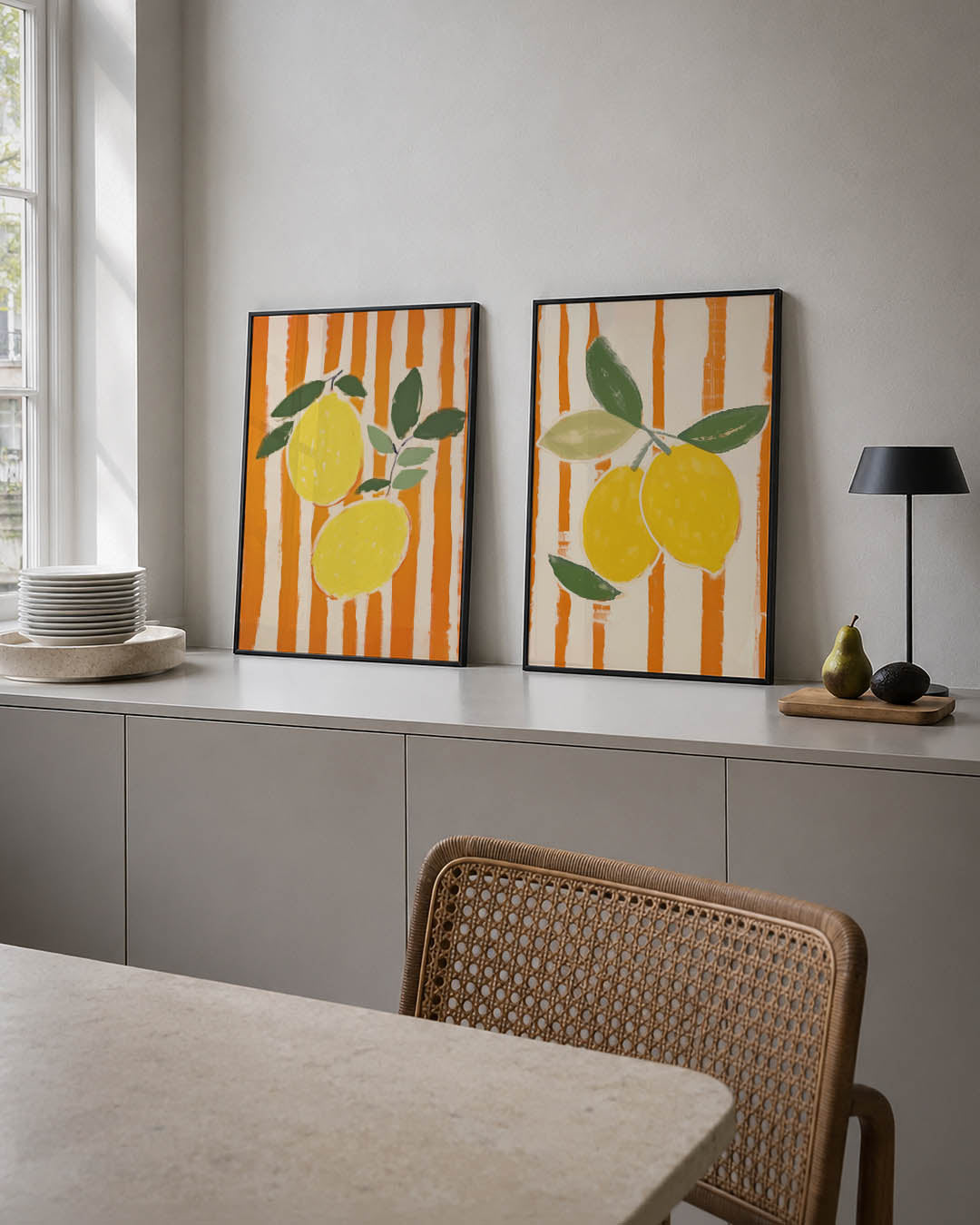 Citrus en strepen Posterset