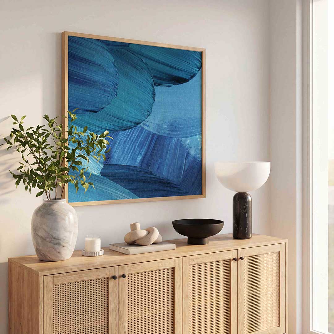 Abstracte blauwe vormen Poster
