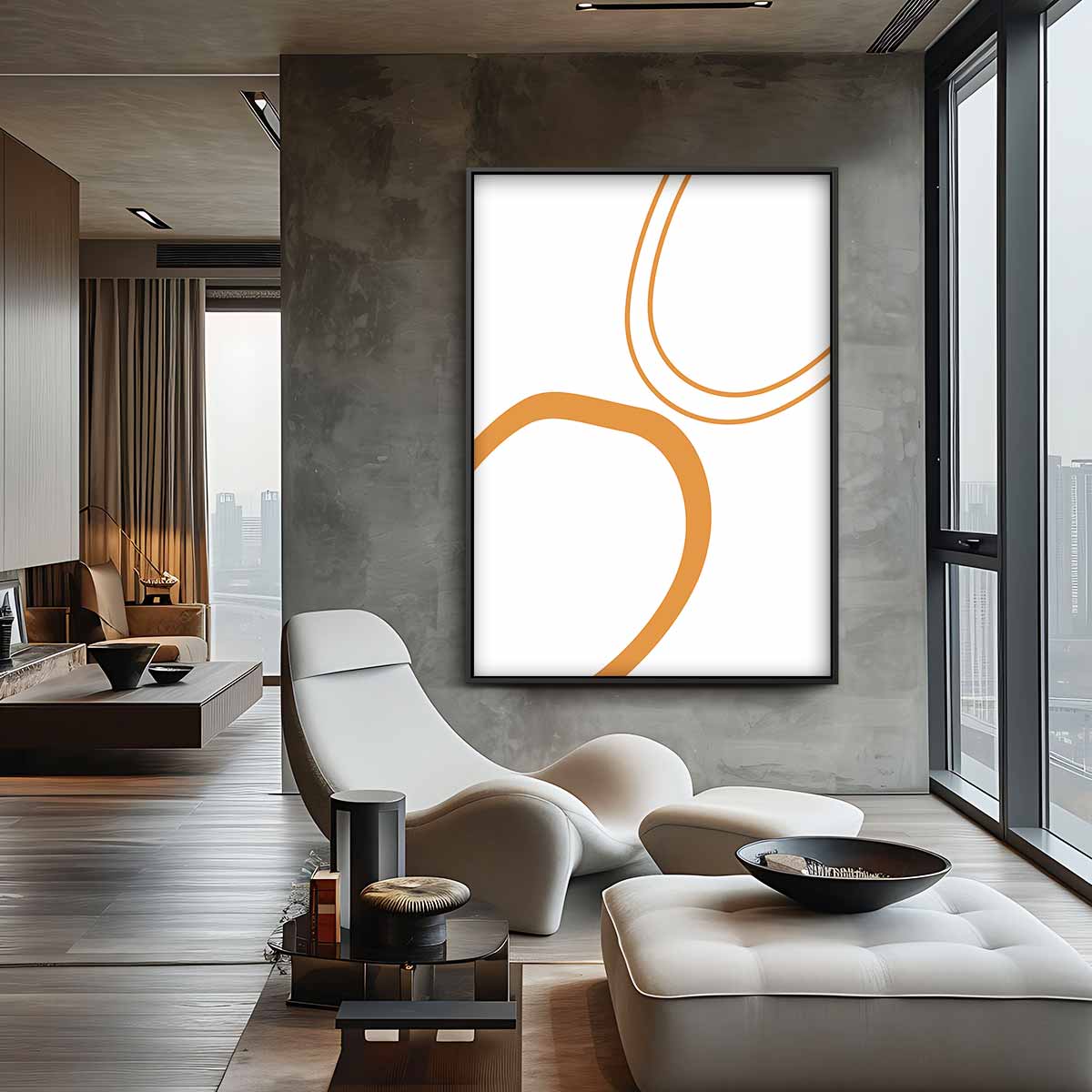 Organische Oranjeronde Vormen Kunstwerk-canvas-dibond-plexiglas-wanddecoratie-WallArtistic