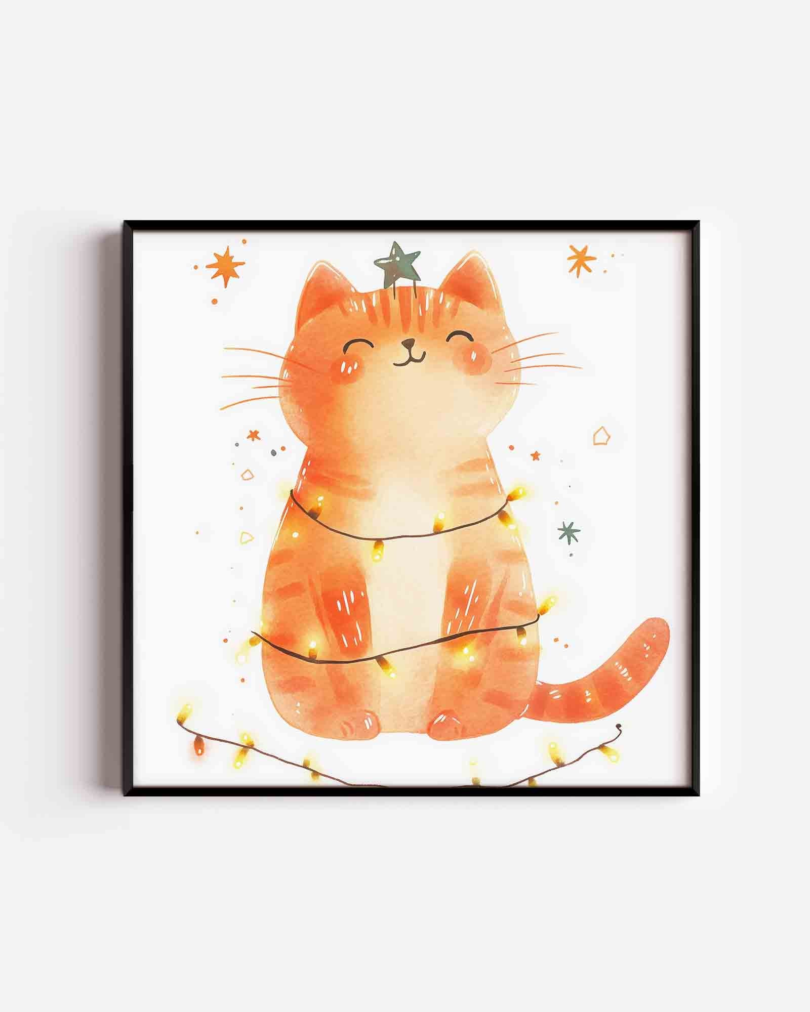 Kattenposter met lichtjes Poster