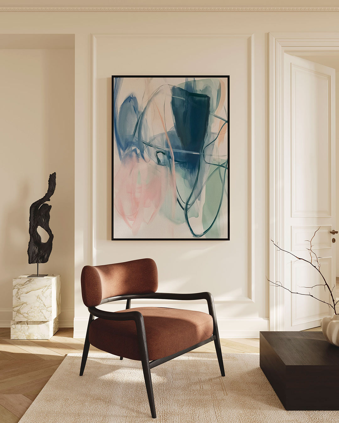 Vloeiende kleurcompositie Kunstwerk