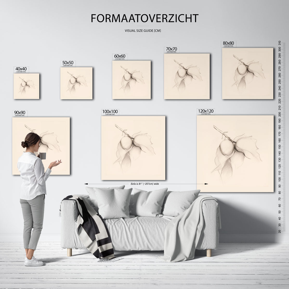 Schets van tak met bladeren Poster