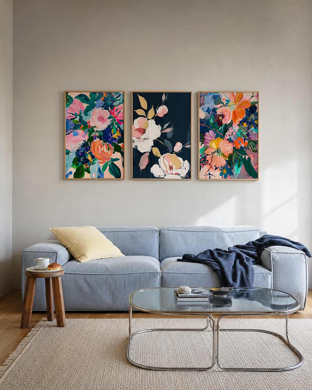Kleurrijke bloemenvormen Posterset