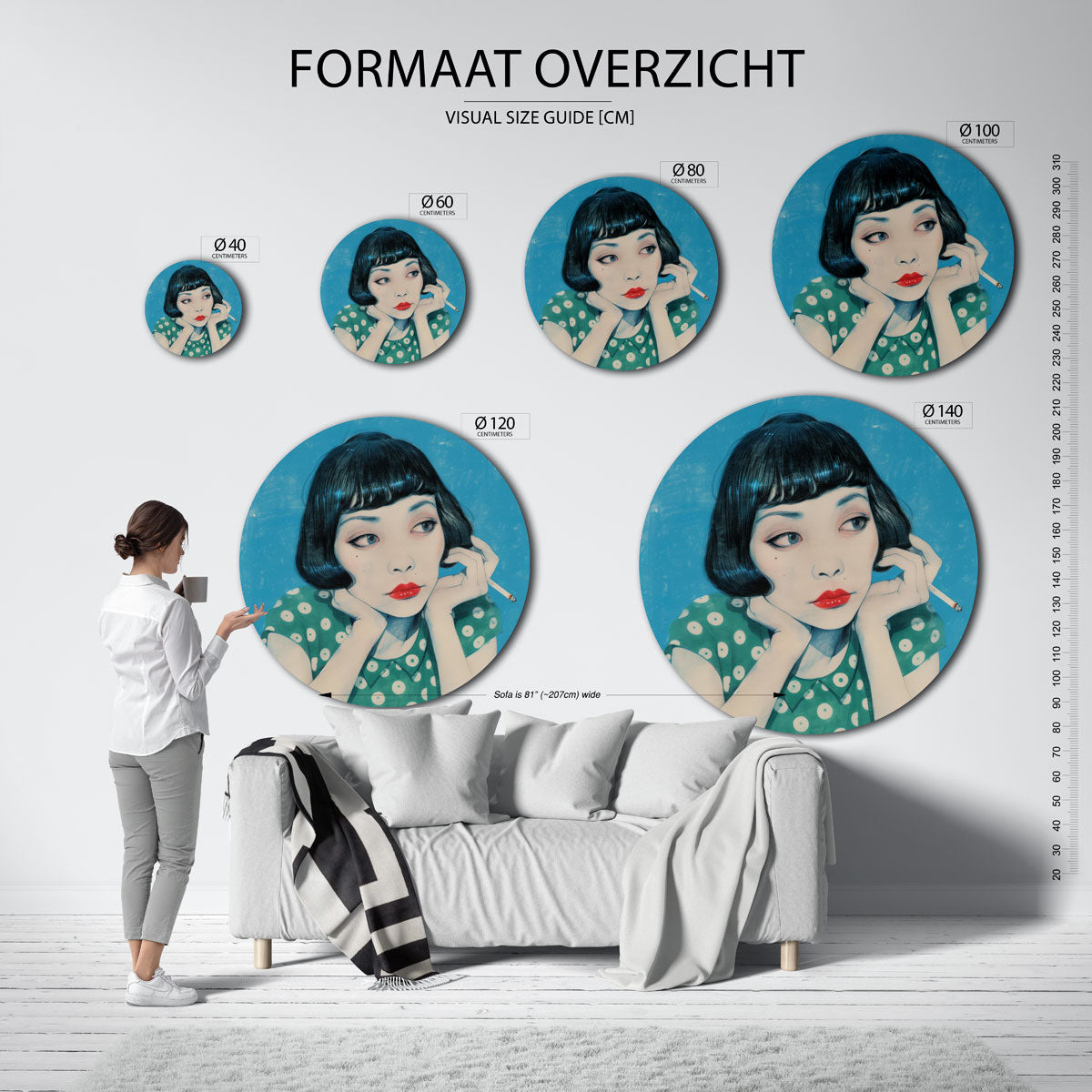 Vrouw met sigaret Muurcirkel