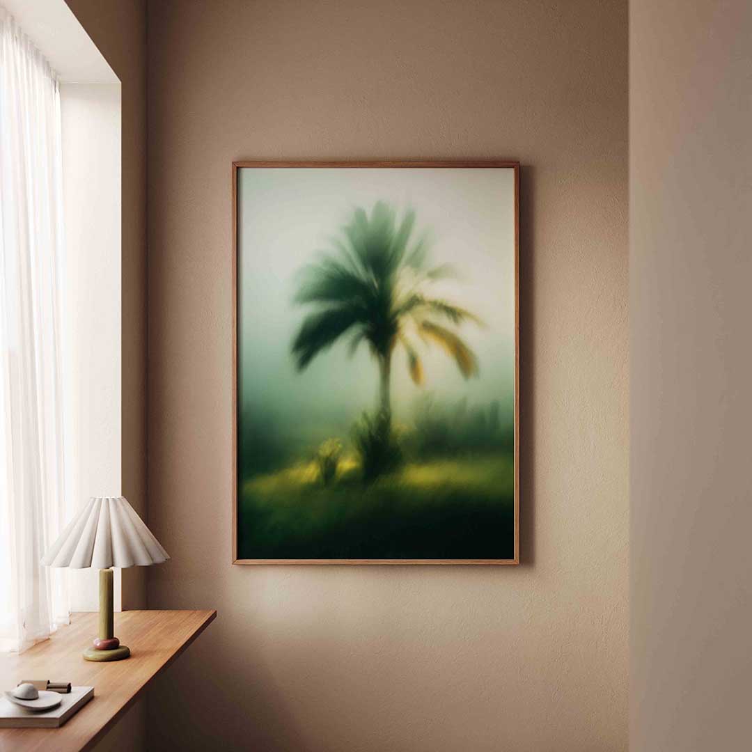 Palmboom in de mist Poster