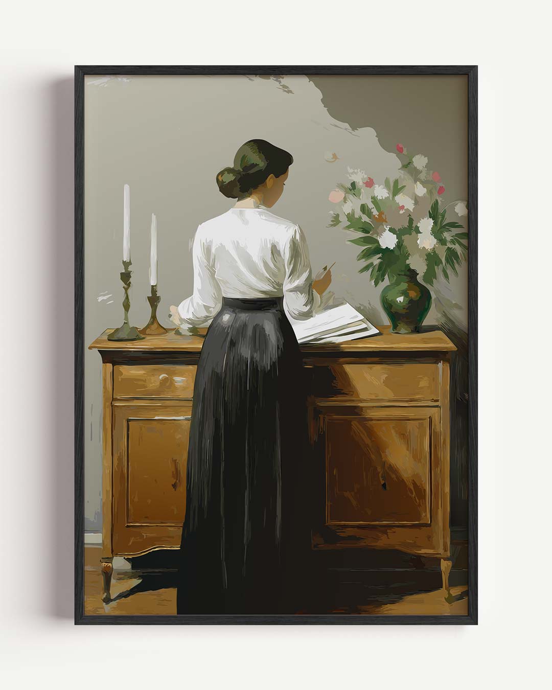 Elegante Dame Vintage Stijl Poster-WallArtistic