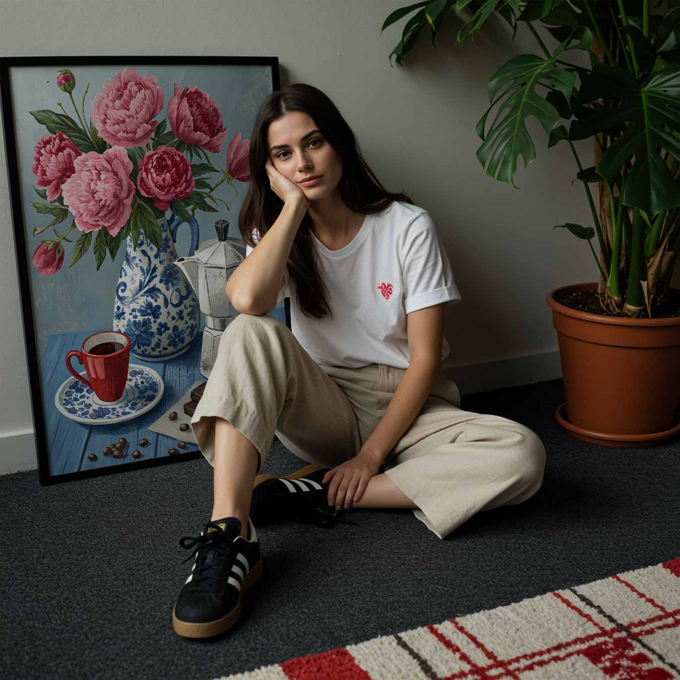 Bloemen en Koffie Stilleven Poster-WallArtistic
