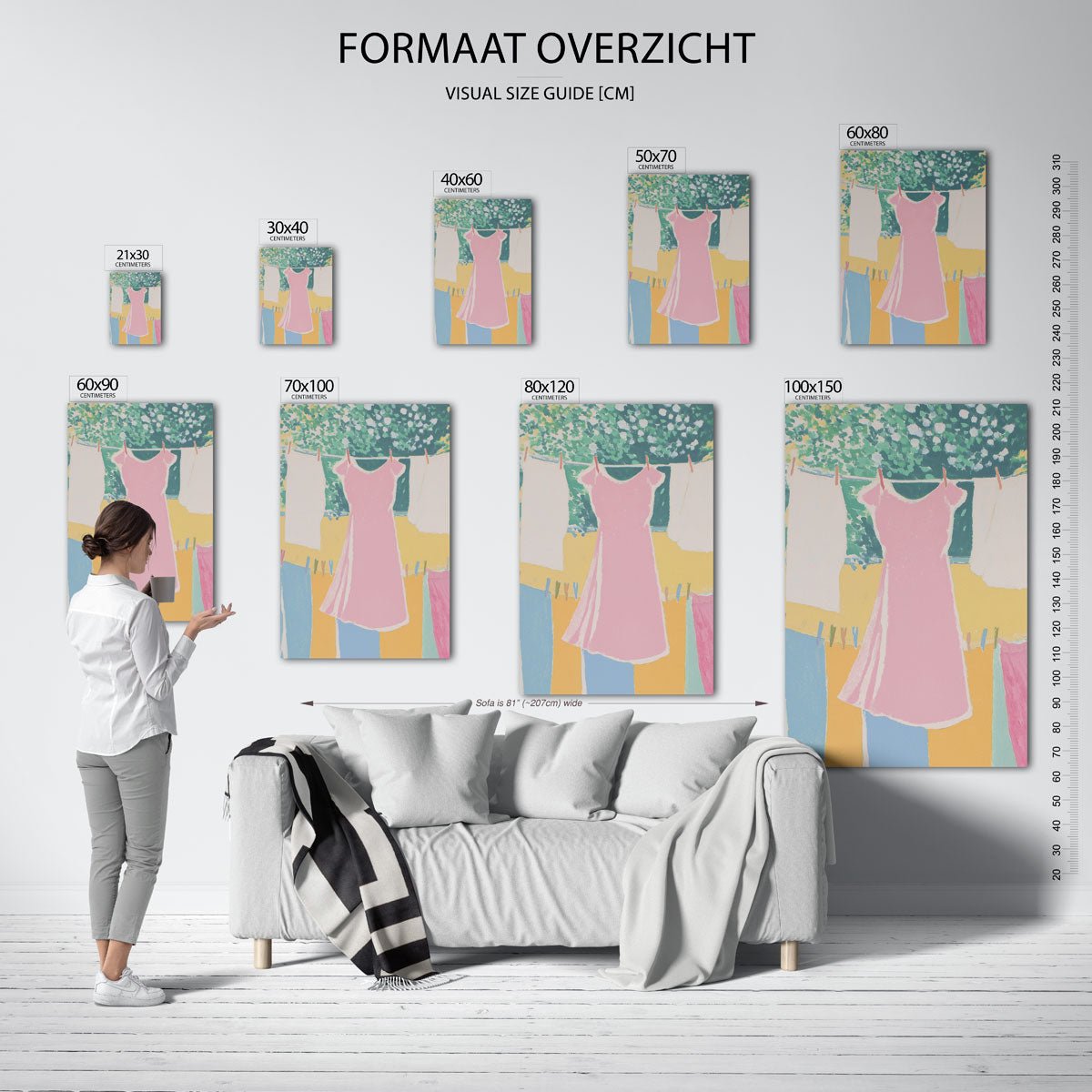 Roze jurk aan waslijn Poster