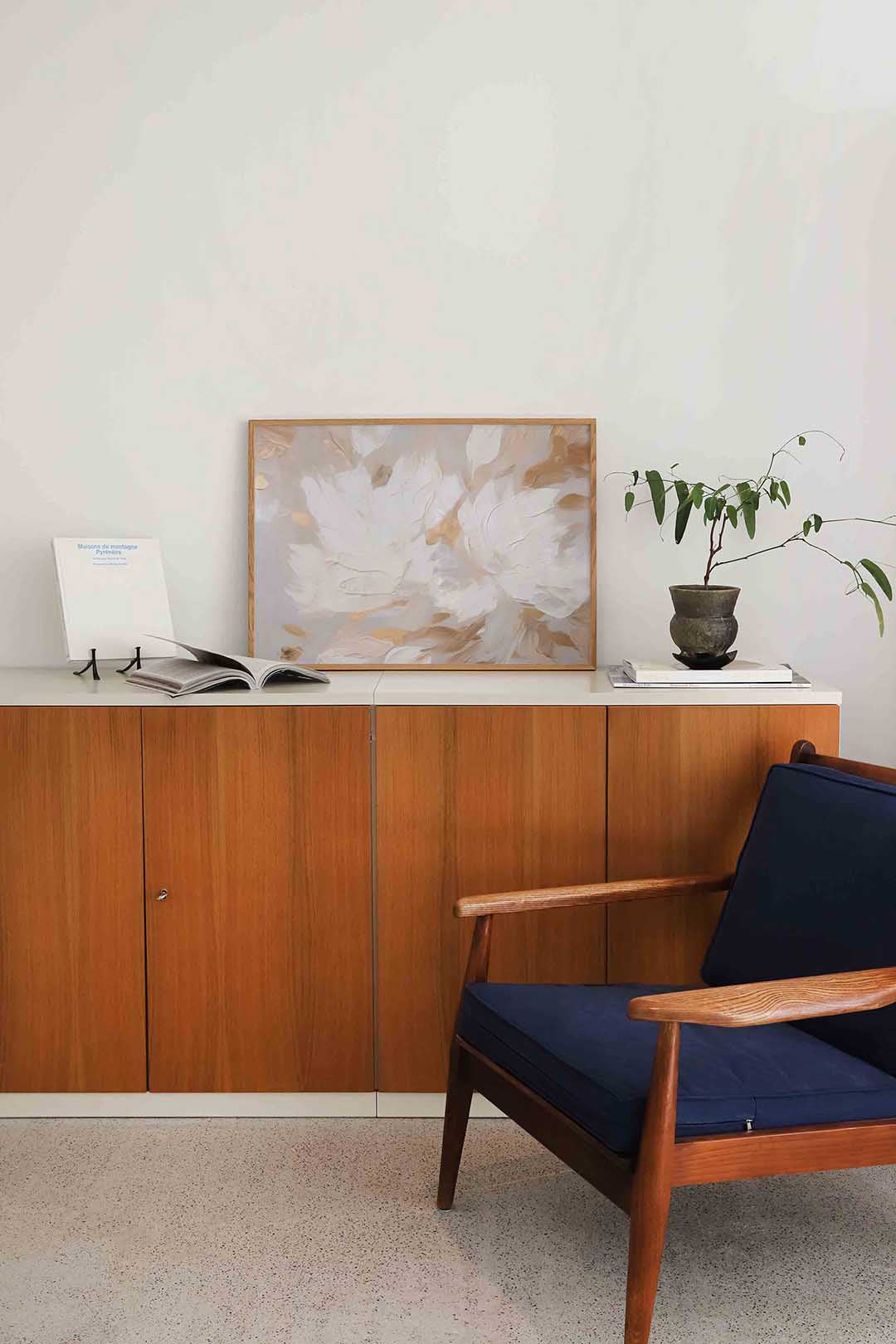 Abstracte beige en witte Poster