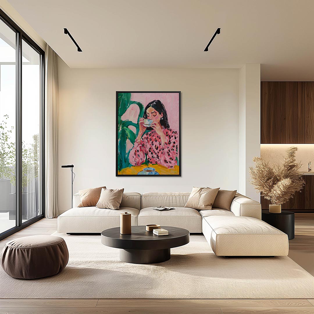 Vrouw met kopje Kunstwerk