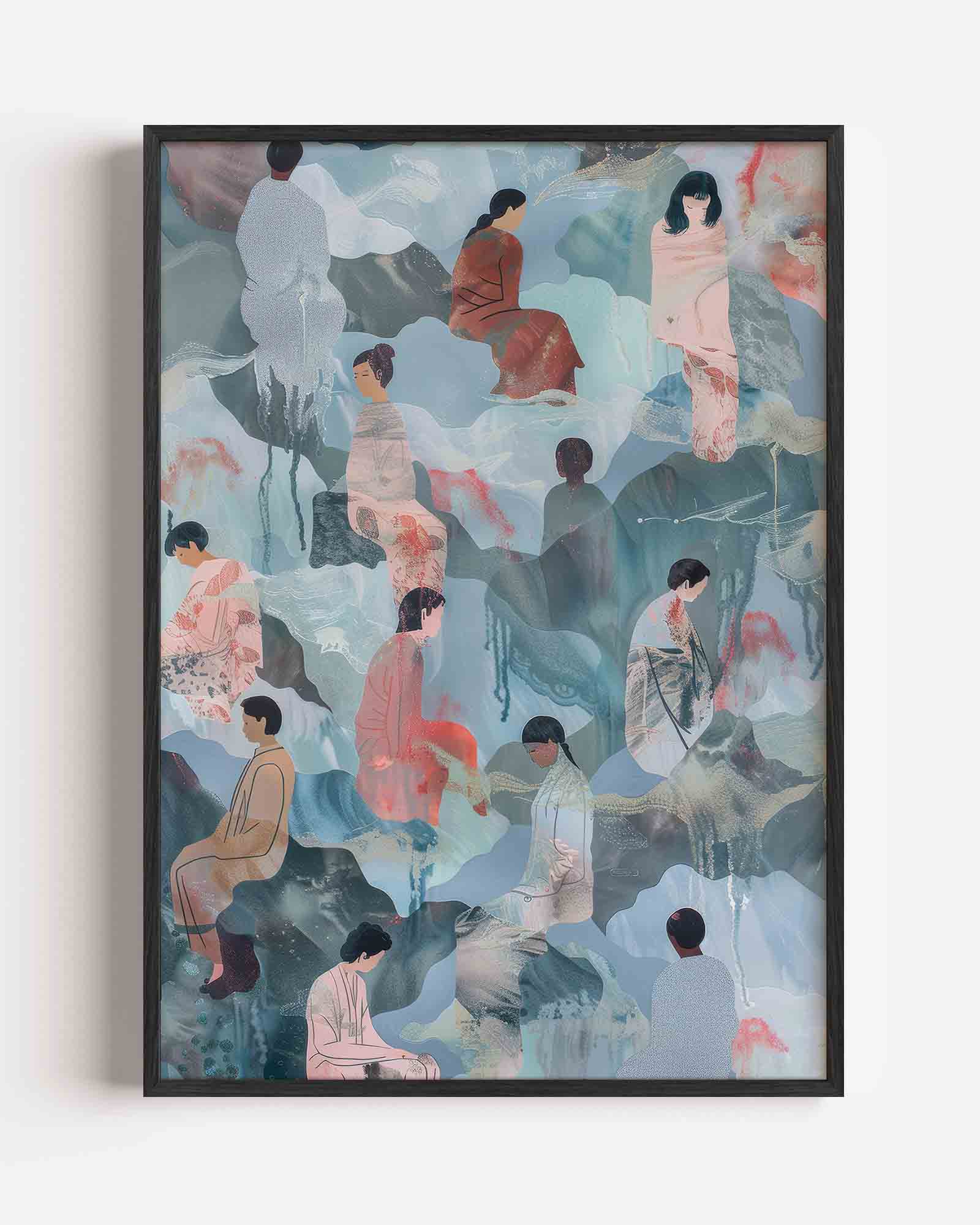Zittende figuren Poster