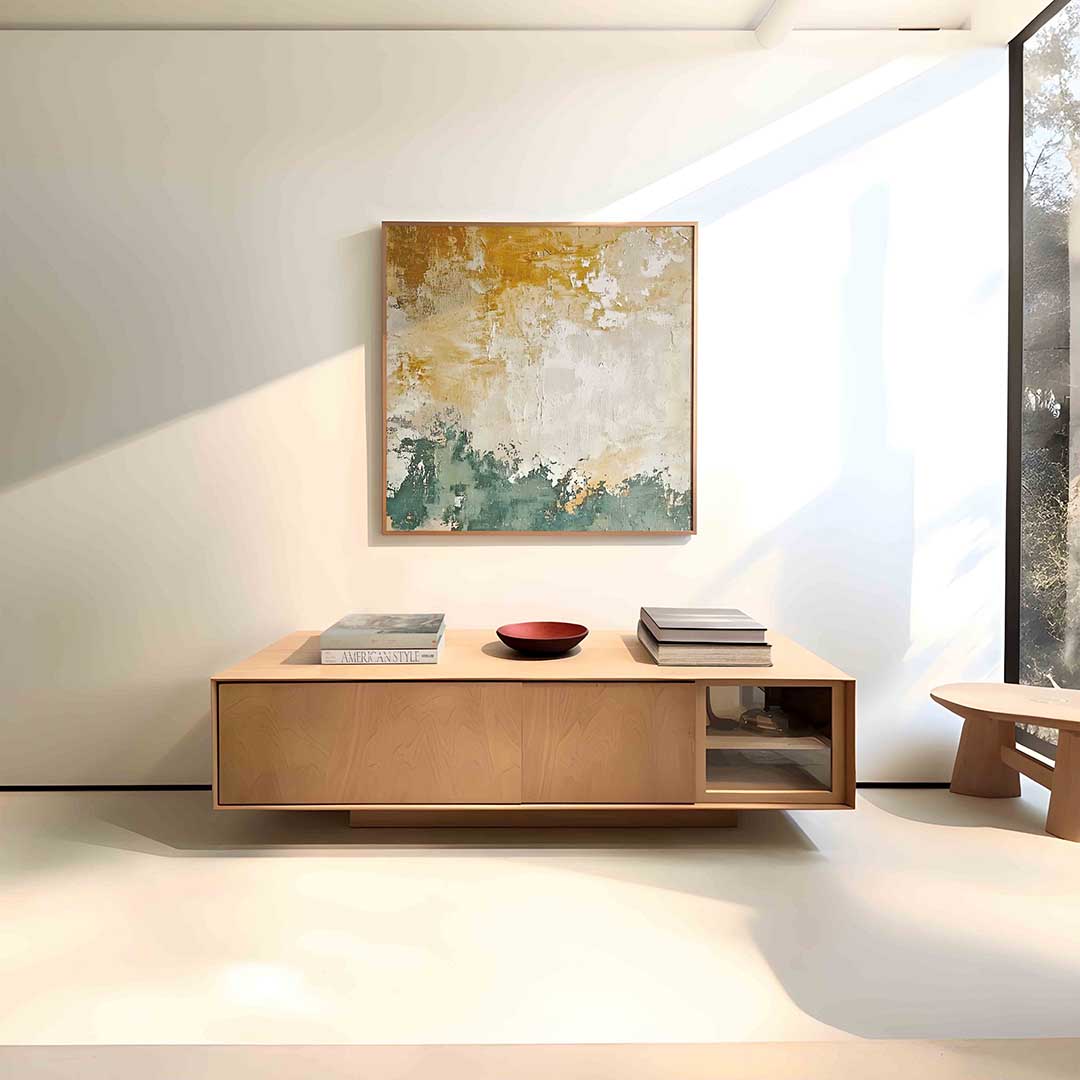 Abstracte beige en groene Poster