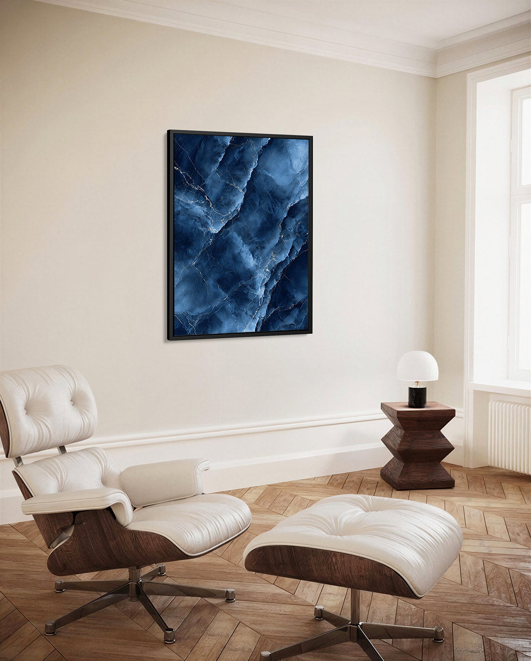 Blauwe marmerstructuur Kunstwerk