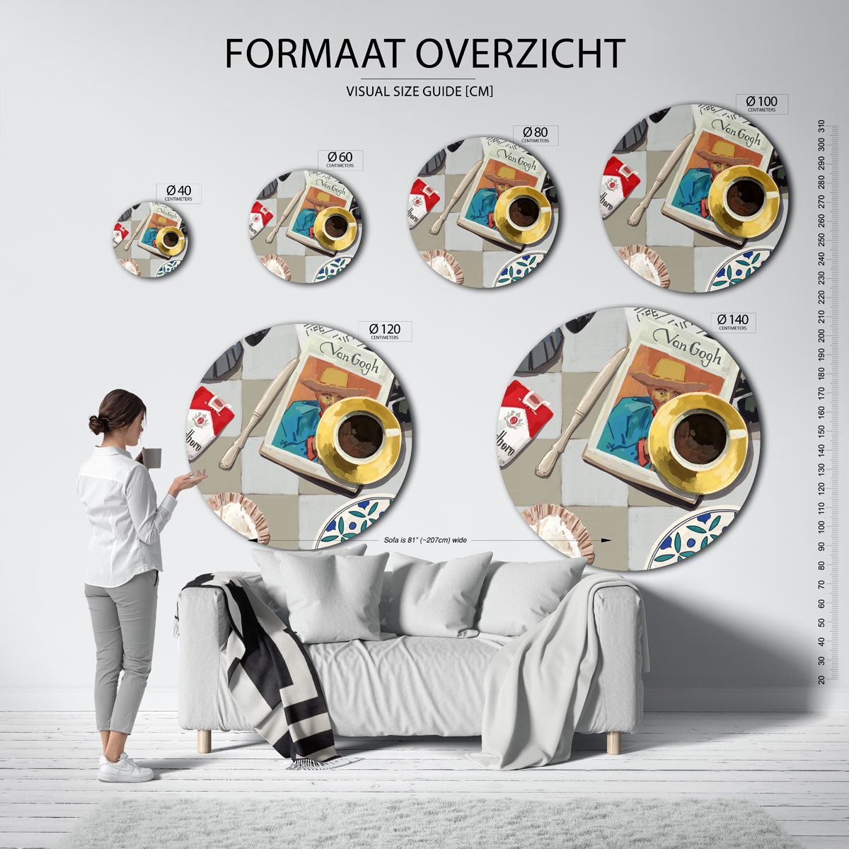 Stilleven met koffie en boek Muurcirkel