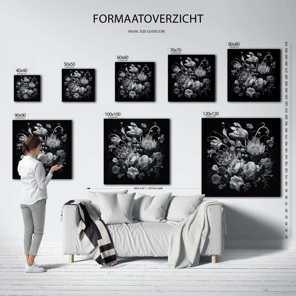 Bloemen in zwart wit Poster