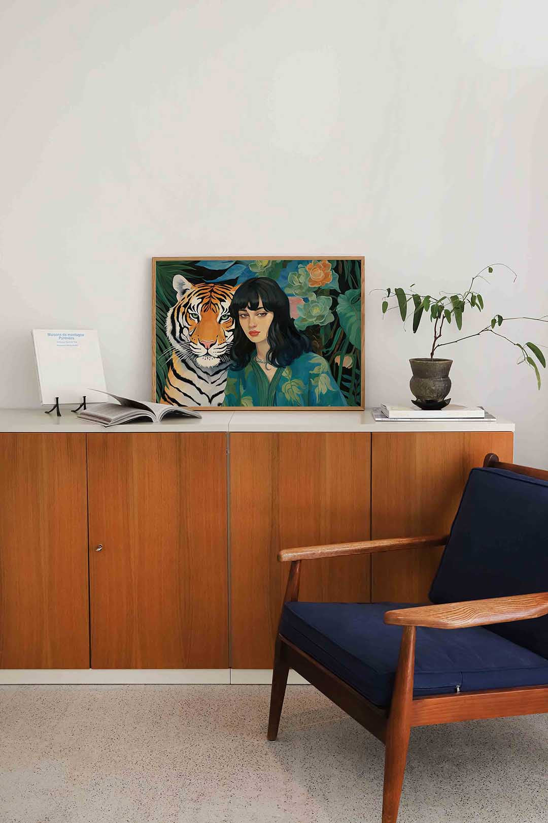 Tijger en vrouw Poster