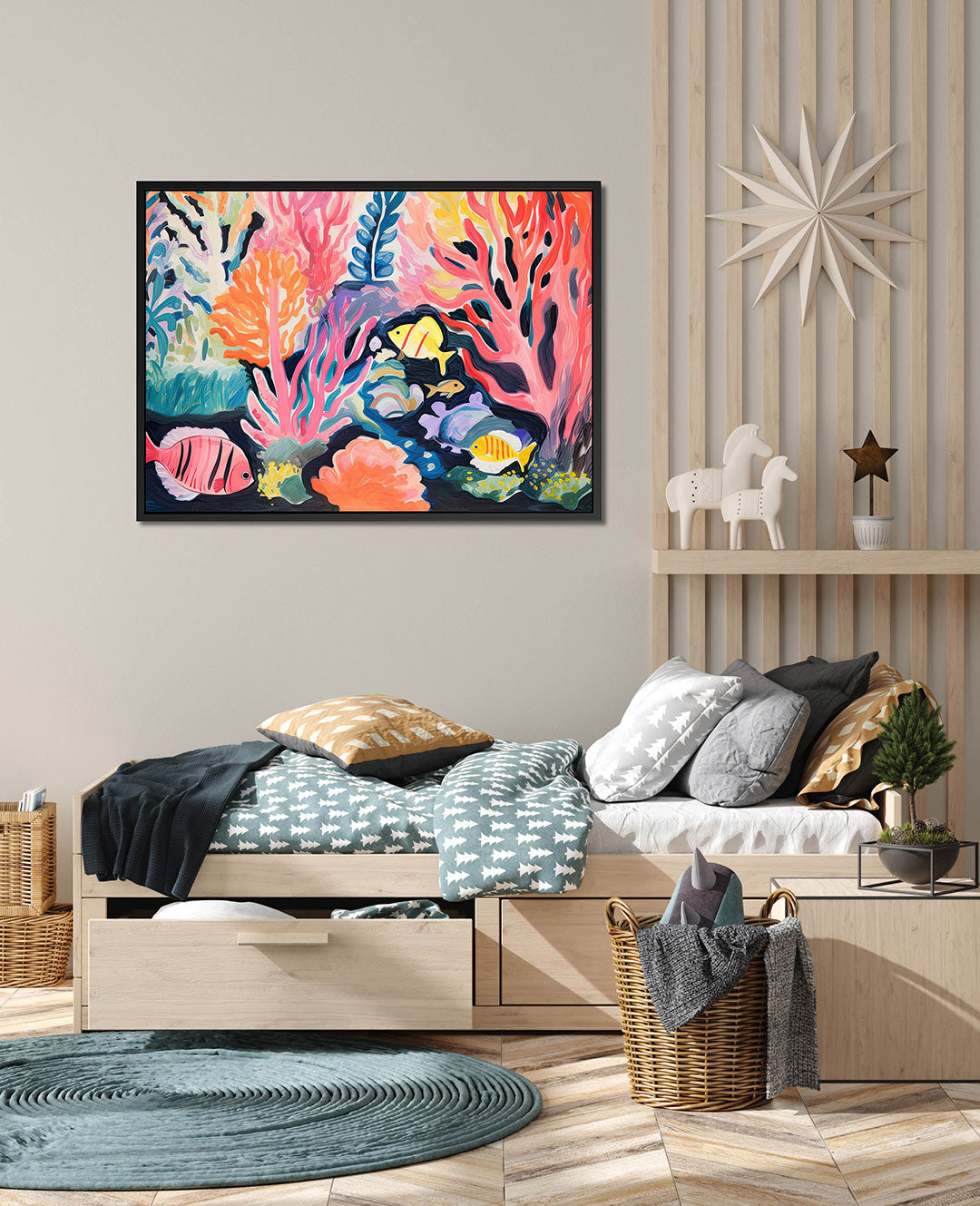 Kleurrijk onderwaterlandschap Kunstwerk